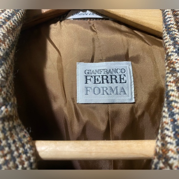 GIAFRANCO FERRER FORMA ITALIAN TWEED/SUEDE ELBOW PATCHES US 22 BROWN/TAN/BLAZER - Picture 2 of 7